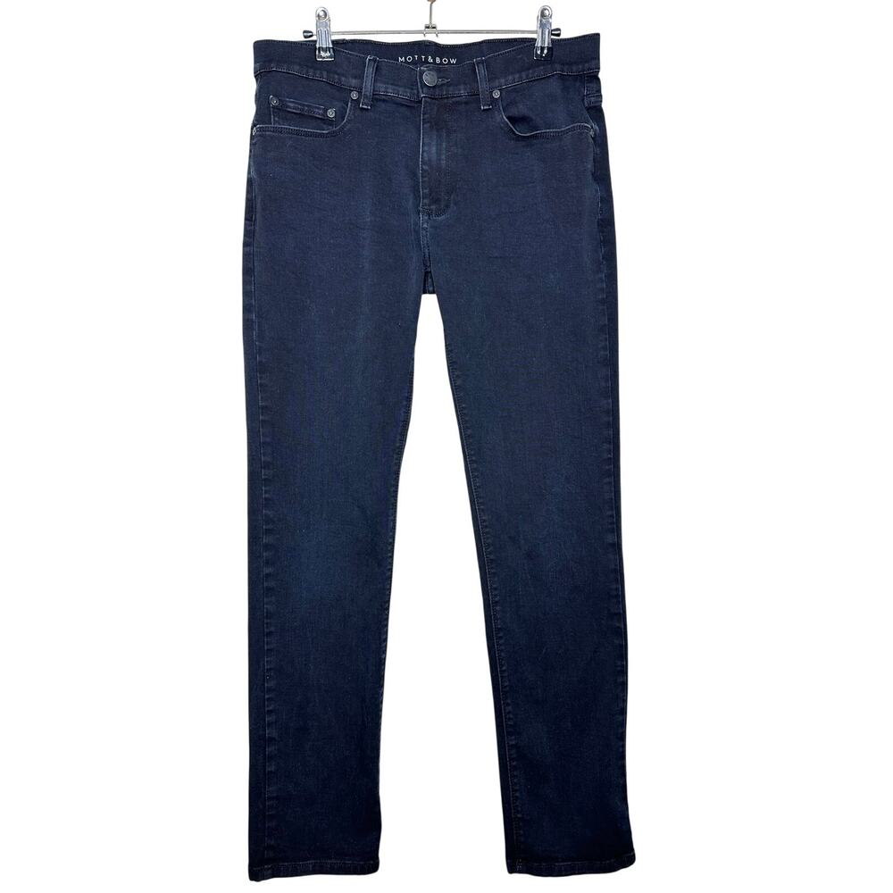 Mott & Bow Slim Jay Ryns Black Denim Jeans Stretch Casual Minimalist Mens 31x32